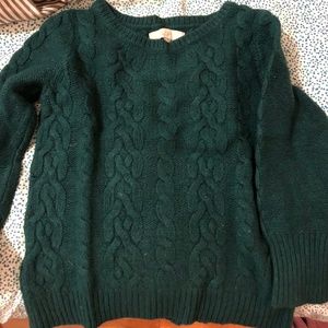 Cable Knit Ann Taylor LOFT sweater- green